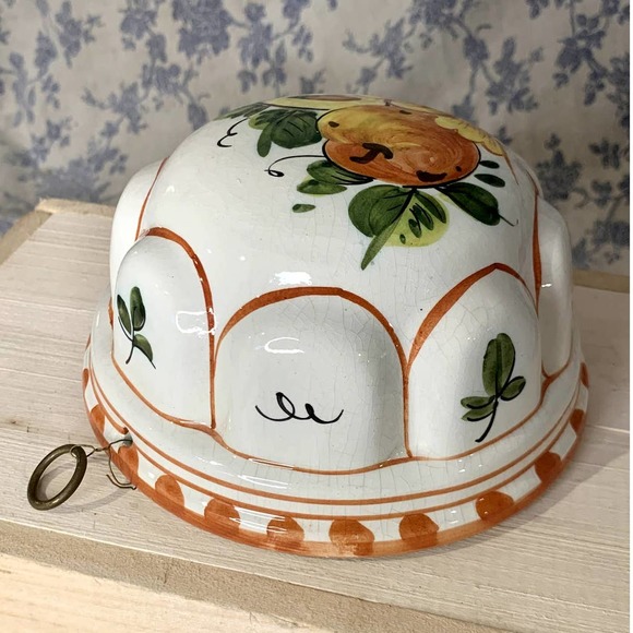 Vintage ABC Bassano Baking Mold Handpainted Italian Ceramic Peach Plum - Picture 4 of 9